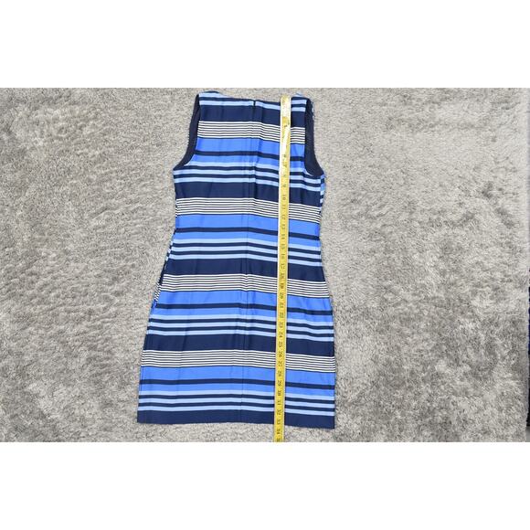 Banana Republic Blue Shift Dress Size 0 Polyester Sleeveless Striped - Picture 5 of 7